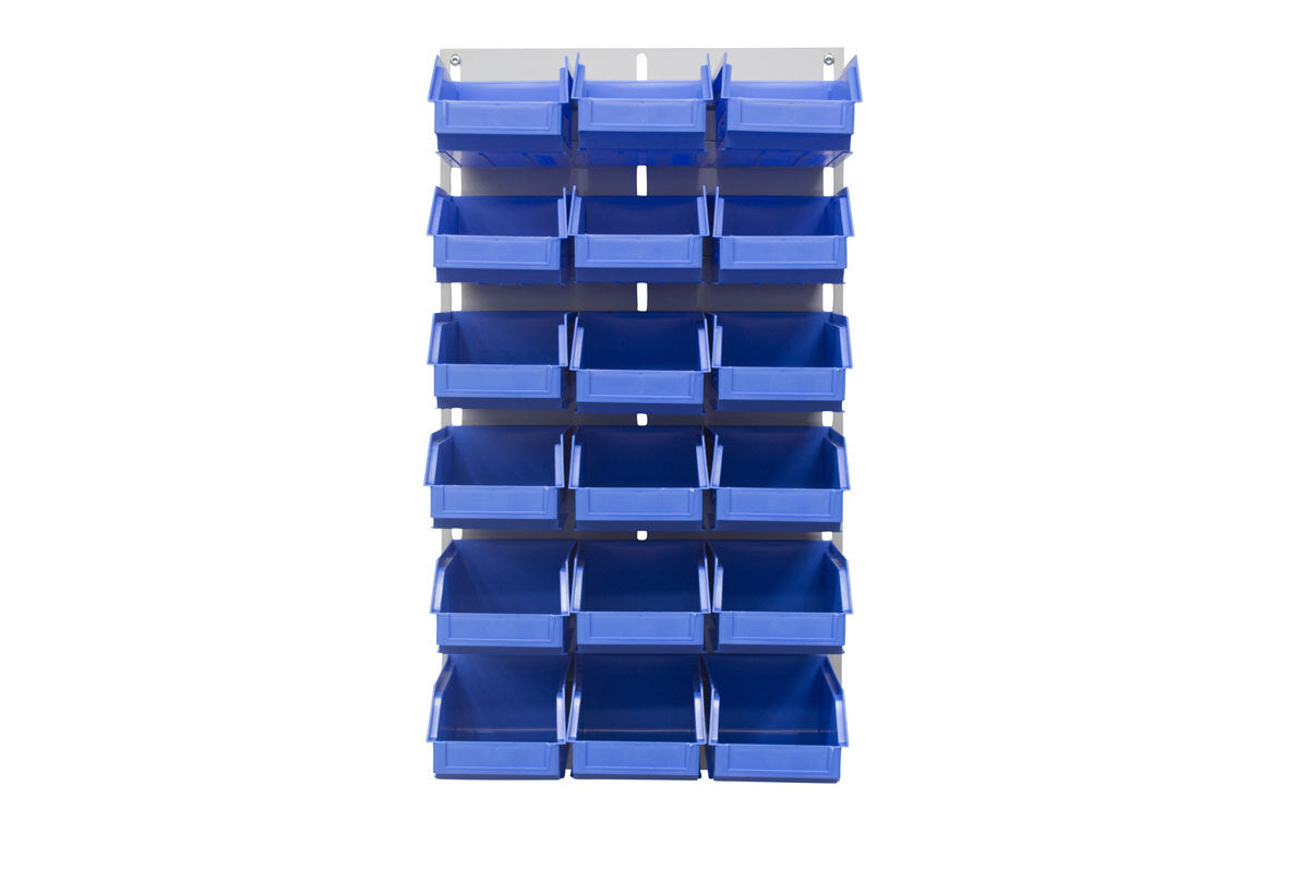 Ezylok LP5 Louvred Panel & 18 Pieces Size 3Z Plastic Bin - Blue Colour