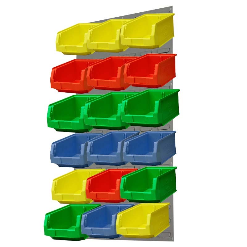 Ezylok LP5 Louvred Panel & 18 Pieces Size 3Z Plastic Bin - Mixed Colour