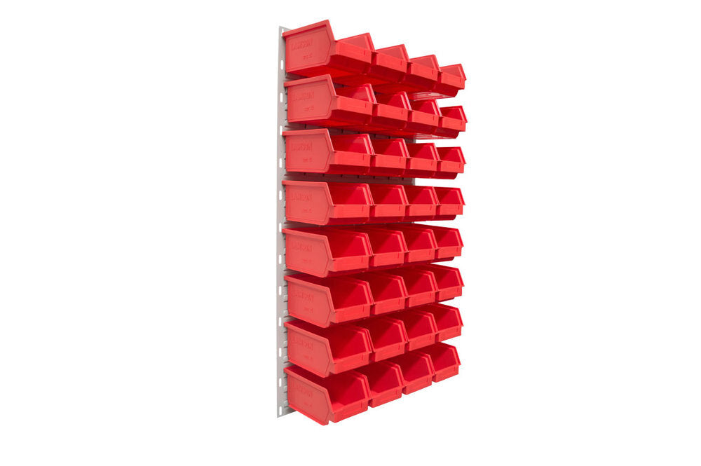 Ezylok LP5 Louvred Panel & 32 Pieces Size 4 Plastic Bin - Red Colour