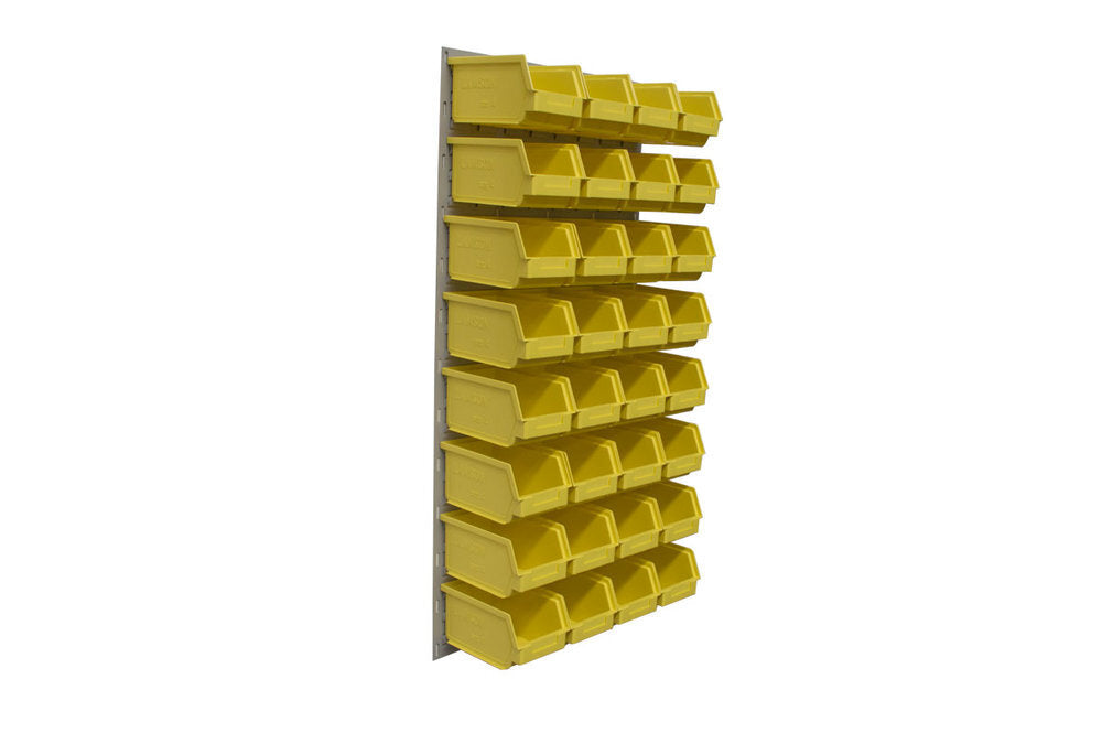 Ezylok LP5 Louvred Panel & 32 Pieces Size 4 Plastic Bin - Yellow Colour