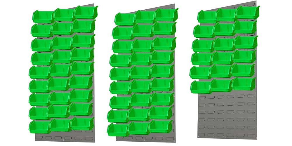 Ezylok LP5 Louvred Panel & 72 Pieces Size 6 Plastic Bin - Green Colour