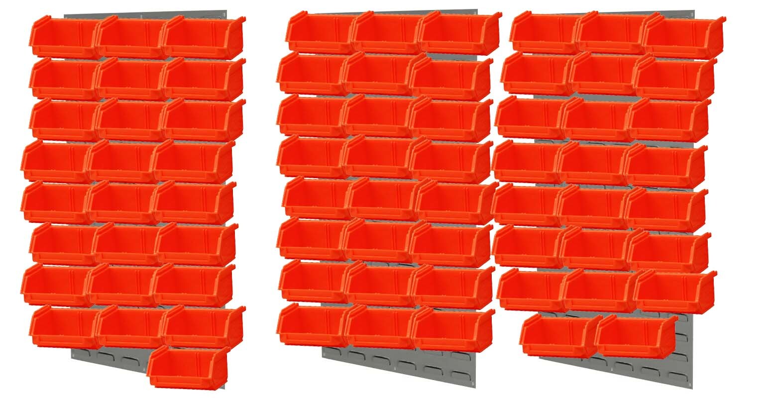 Ezylok LP5 Louvred Panel & 72 Pieces Size 6 Plastic Bin - Red Colour