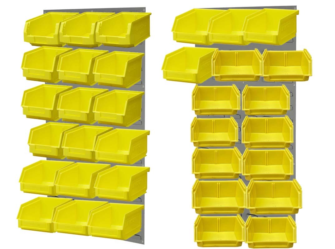 Ezylok LP5 Louvred Panel & Size 3Z(3pc), 4(8pc), 5(18pc) & 6(12pc) Plastic Bin - Yellow
