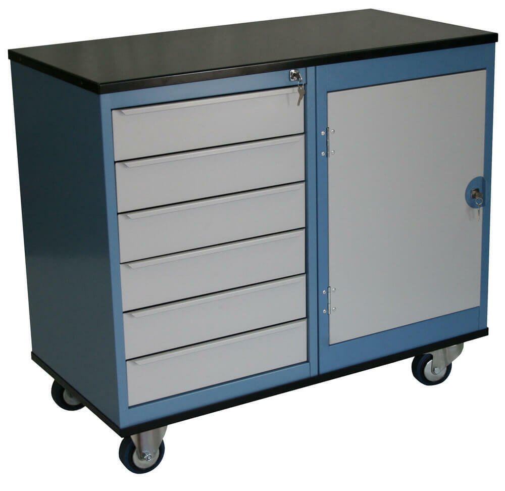 Ezylok Mobile Workstation w/ 1 Cupboard & Drawer - AIMS Industrial Supplies