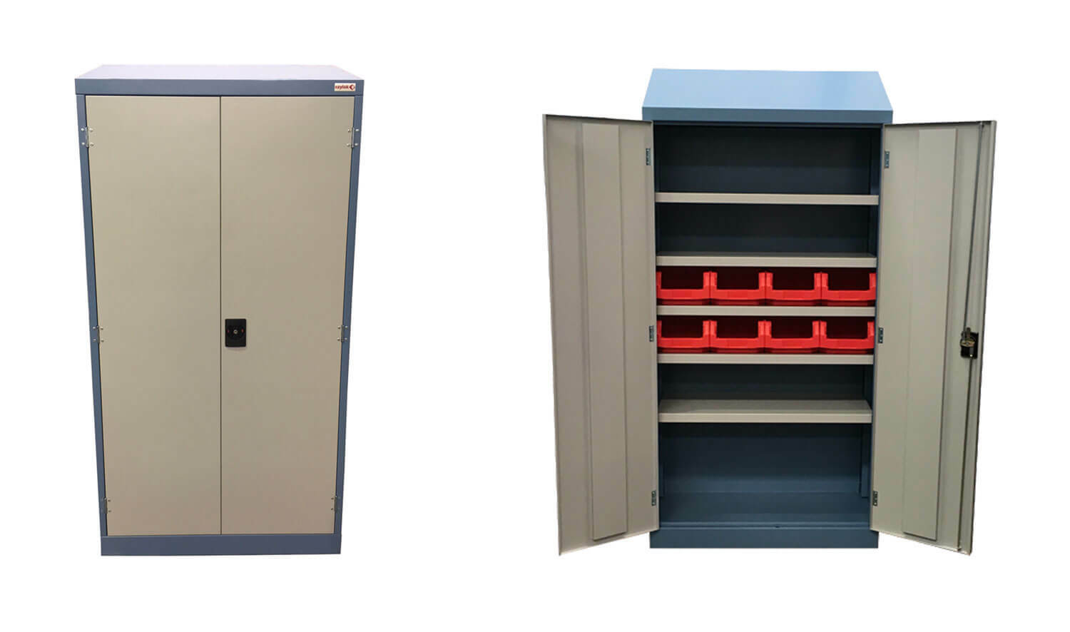 Ezylok Slope Top Engineers Cupboard (5 Shelves, 10 X Rk321 Plastic Containers, 2 Keys) - 8220011