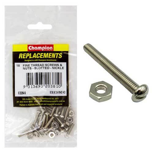 Fine Thread Round Head Slotted Screw Assortment Refill - AIMS Industrial Supplies