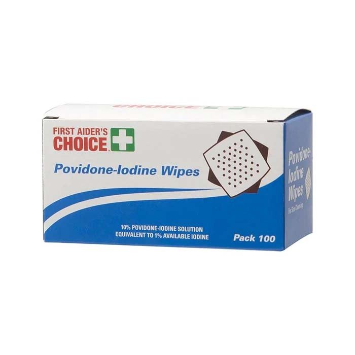 First Aiders Choice Povidone Iodine Wipes - 100/Pack - AIMS Industrial Supplies