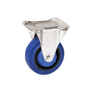 Fixed Plate Castor - Rubber Wheel, Blue I6 Series1