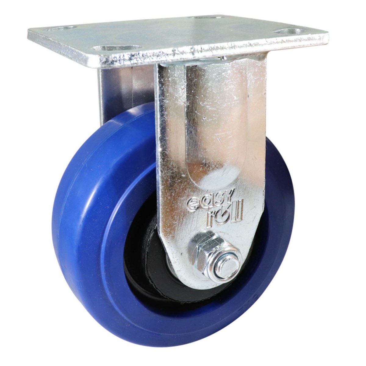 Fixed Plate Castor - Rubber Wheel, Blue J2 Series - AIMS Industrial Supplies