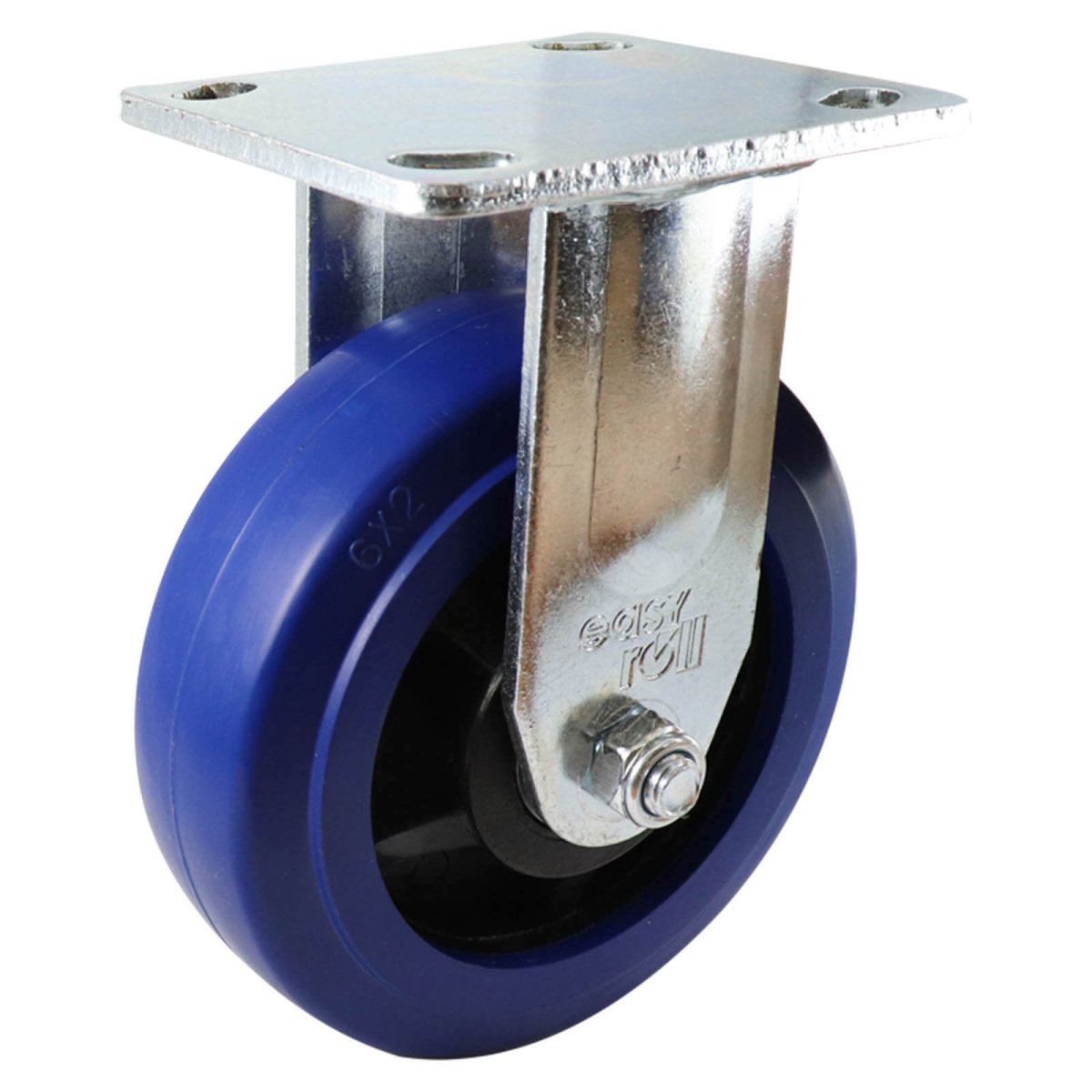 Fixed Plate Castor - Rubber Wheel, Blue J2 Series - AIMS Industrial Supplies