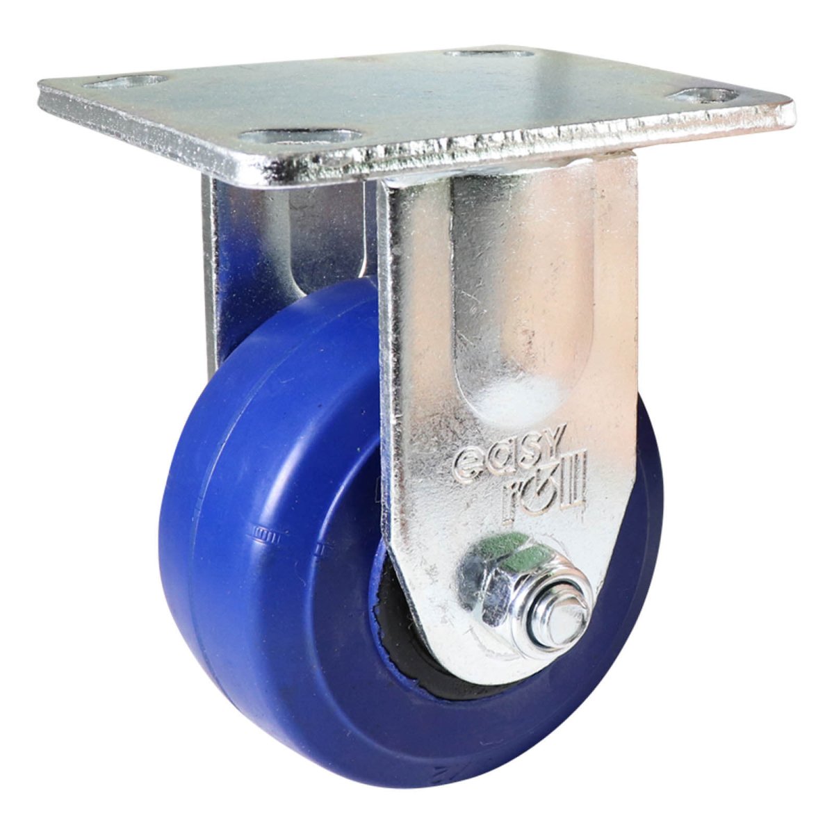 Fixed Plate Castor - Rubber Wheel, Blue J2 Series - AIMS Industrial Supplies
