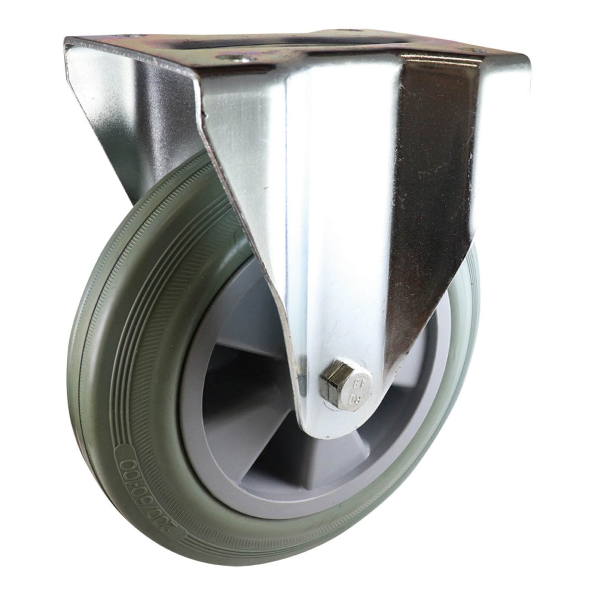 Fixed Plate Castor - Rubber Wheel, Grey I4 Series - AIMS Industrial Supplies