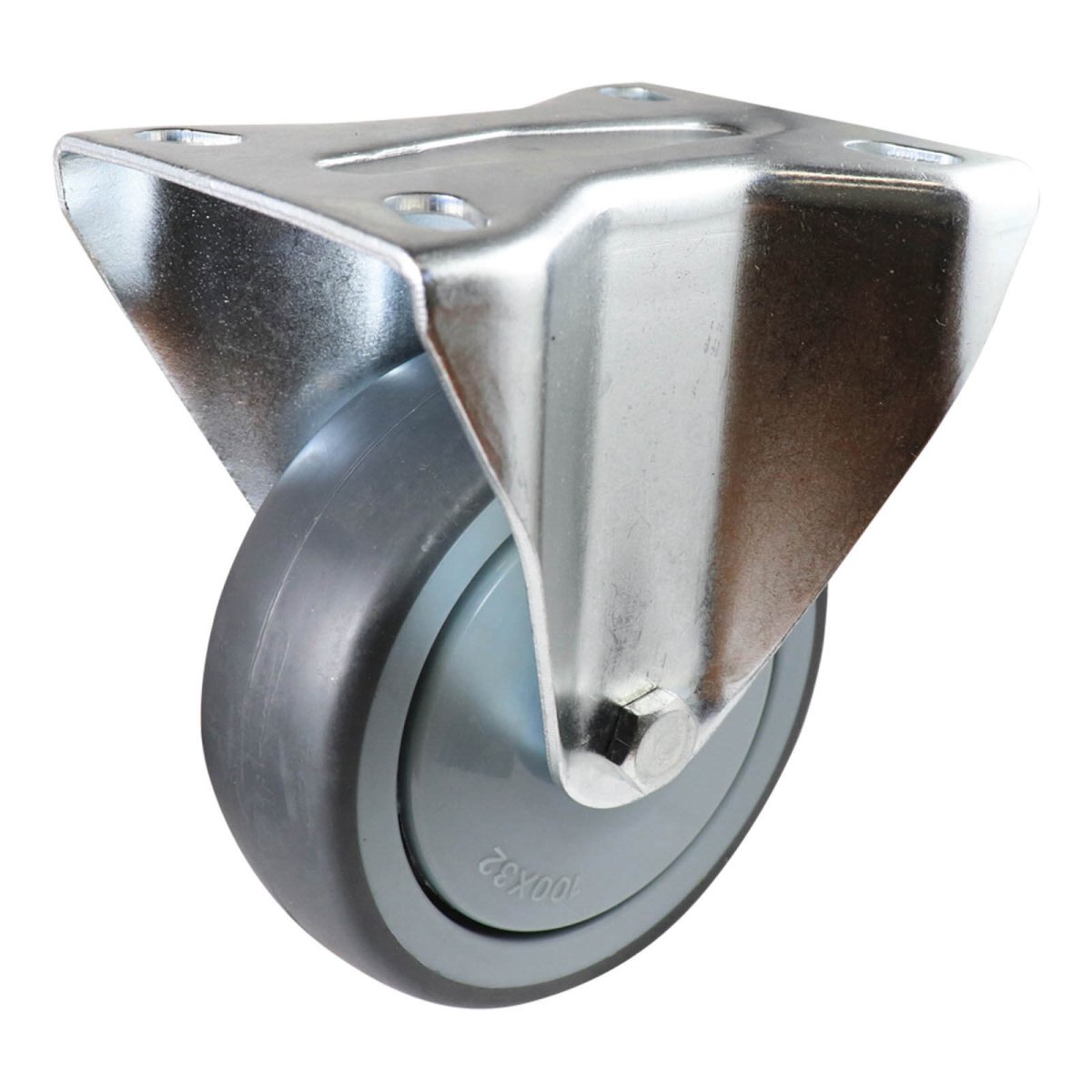 Fixed Plate Castor - Rubber Wheel, Grey I4 Series - AIMS Industrial Supplies