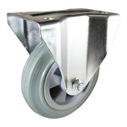 Fixed Plate Castor - Rubber Wheel, Grey I4 Series1