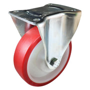 Fixed Plate Castor - Urethane Wheel, Red I3 Series