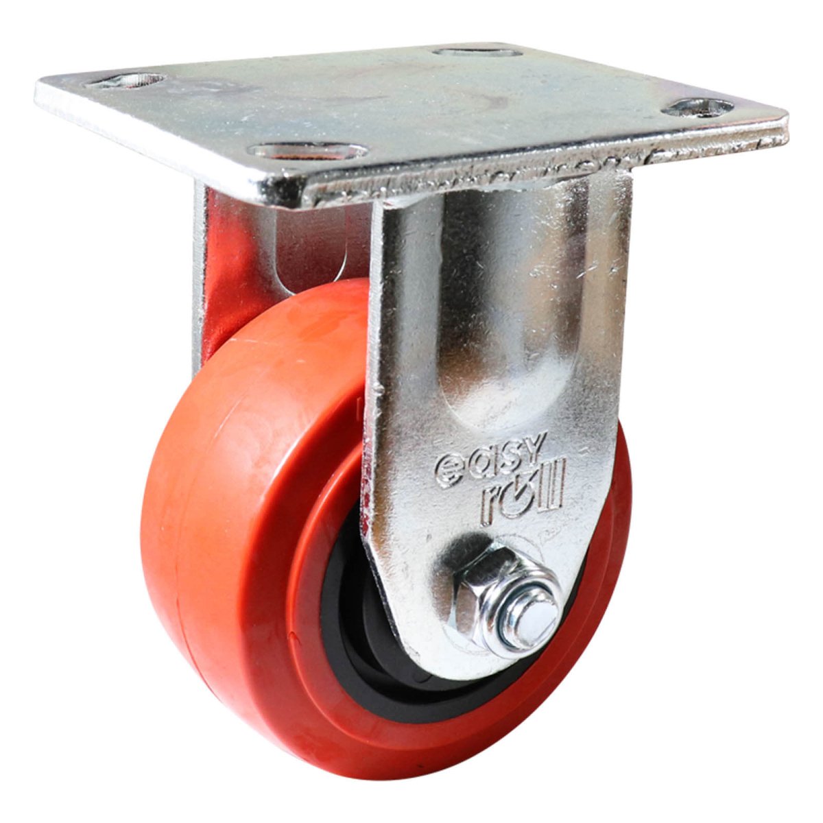Fixed Plate Castor - Urethane Wheel, Red J2 Series - AIMS Industrial Supplies