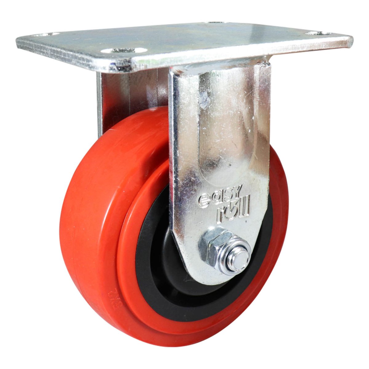 Fixed Plate Castor - Urethane Wheel, Red J3 Series - AIMS Industrial Supplies