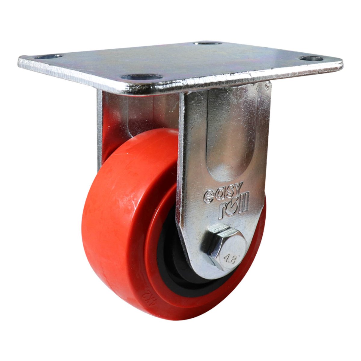 Fixed Plate Castor - Urethane Wheel, Red J3 Series - AIMS Industrial Supplies