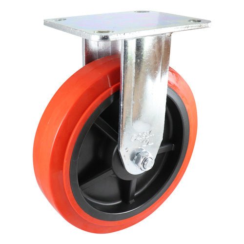 Fixed Plate Castor - Urethane Wheel, Red J3 Series - AIMS Industrial Supplies