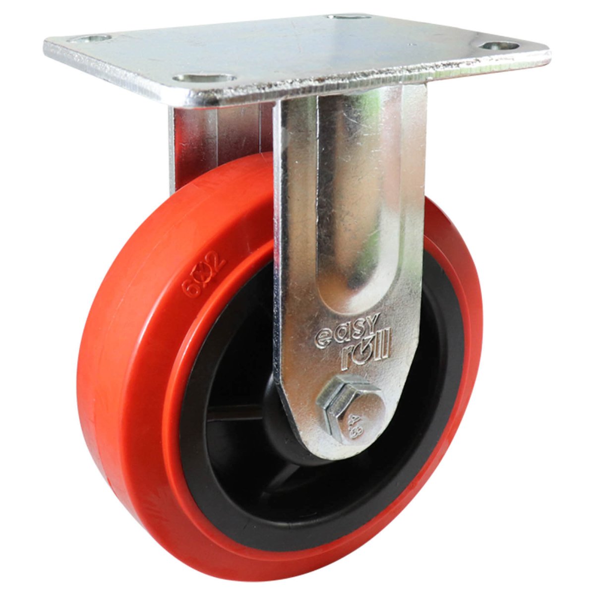 Fixed Plate Castor - Urethane Wheel, Red J3 Series - AIMS Industrial Supplies
