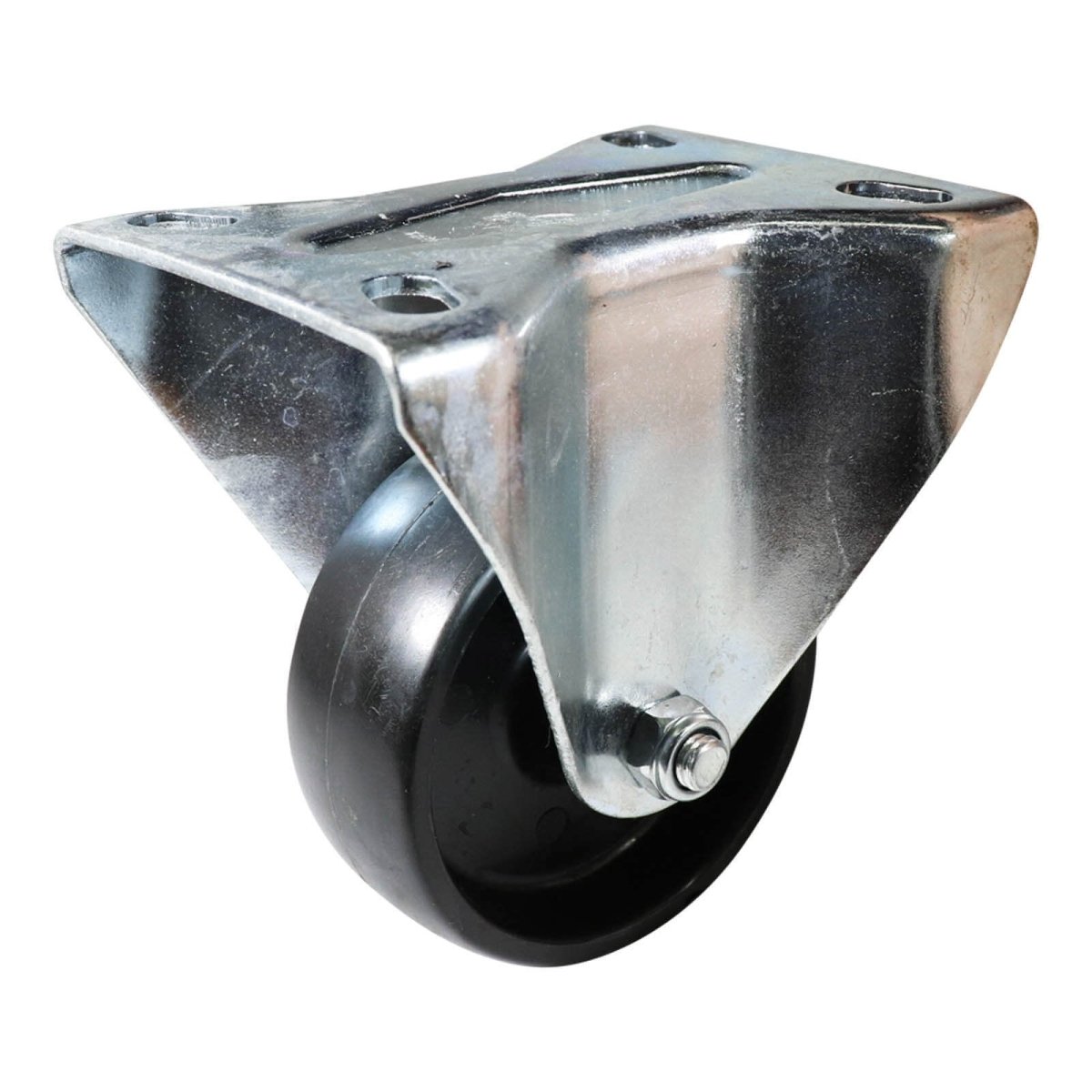 Fixed Plate Castor with Brake - Nylon Wheel, Black I4 Series - AIMS Industrial Supplies