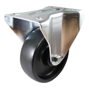 Fixed Plate Castor with Brake - Nylon Wheel, Black I4 Series - AIMS Industrial Supplies