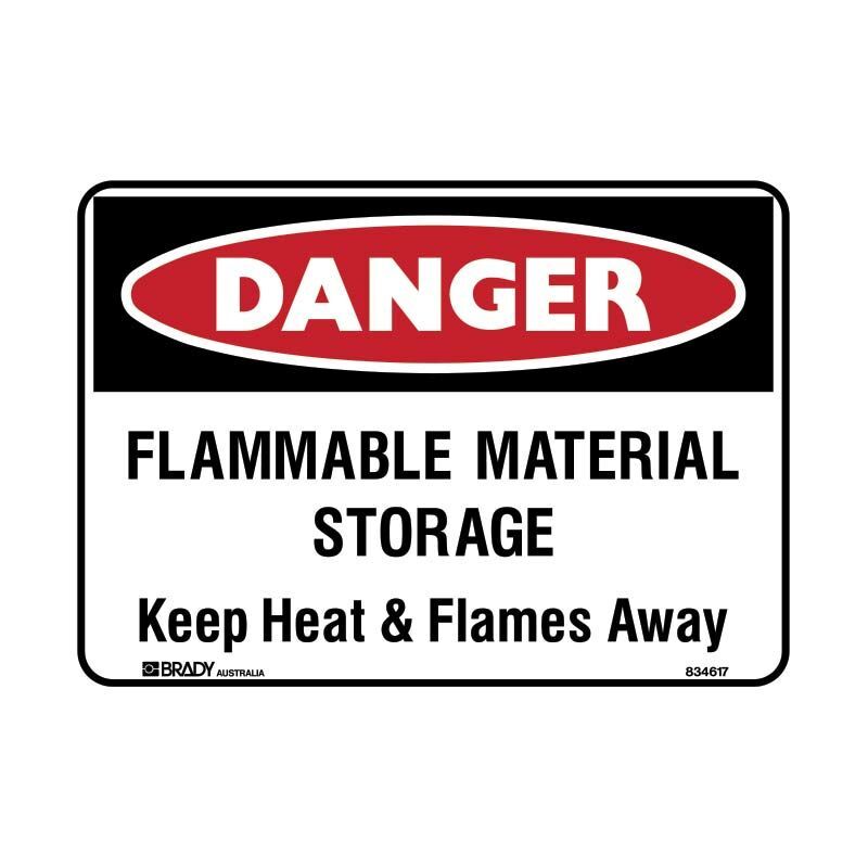Flammable Material Storage Keep Heat & Flames Away Sign - AIMS Industrial Supplies