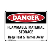 Flammable Material Storage Keep Heat & Flames Away Sign - AIMS Industrial Supplies