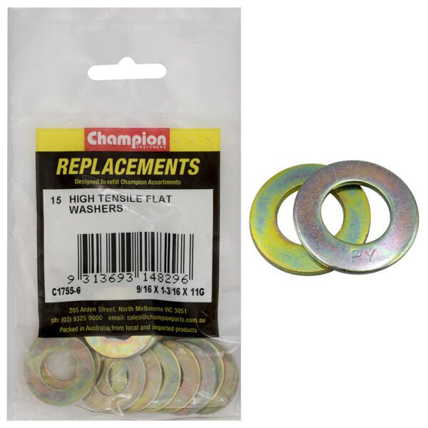 Flat Steel Washer Assortment Refill - High Tensile (CA1755) - Champion - AIMS Industrial Supplies