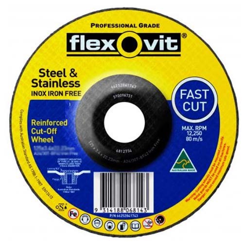 Flexovit Cut Off Wheel Iron Free Std 180 x 3.4 x 22.23mm - Pack of 101