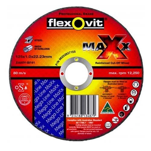 Flexovit Cut-Off Wheel Maxx Inox Ultra Thin 180 x 1.6 x 22.23 mm - Pack of 25 - AIMS Industrial Supplies