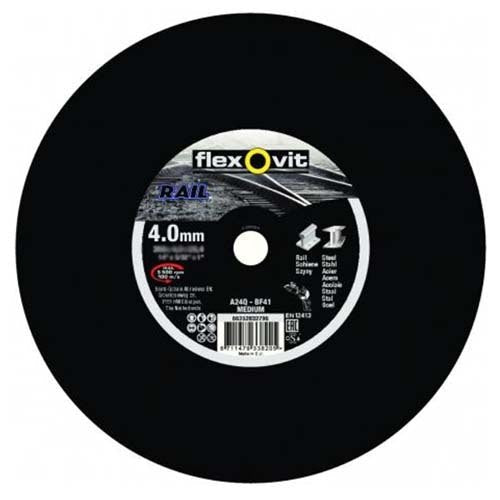 Flexovit Cut-Off Wheel Rail Soft Type 41 406 x 4.0 x 25.4 mm - Pack of 10 - AIMS Industrial Supplies