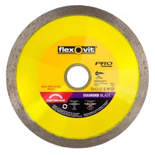 Flexovit Diamond Blade Continuous Rim Tile Cutter 115 x 1.6 x 7 x 22/20mm1