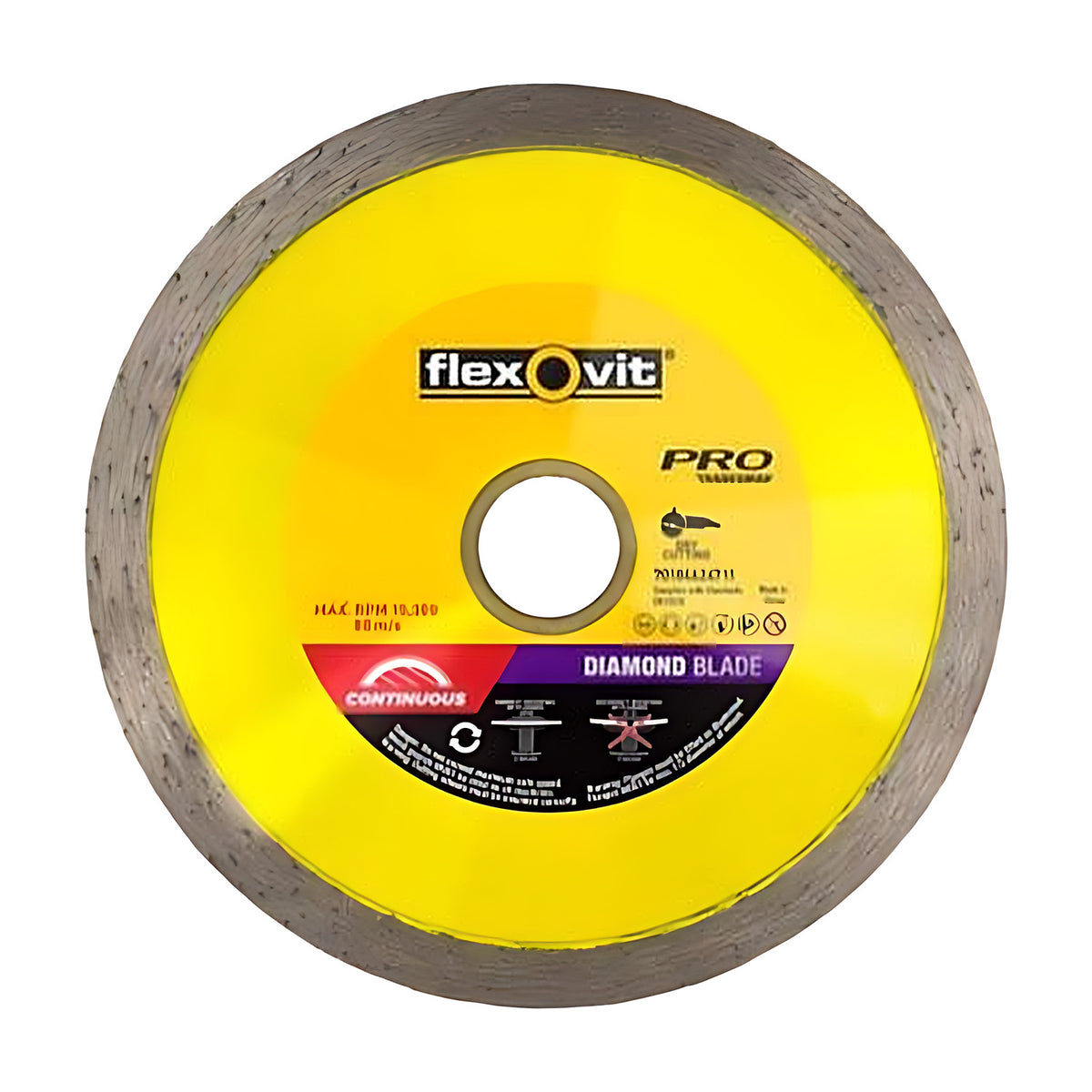 Flexovit Diamond Blade Continuous Rim Tile Cutter 115 x 1.6 x 7 x 22/20mm