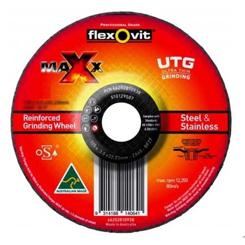 Flexovit Grinding Wheel Maxx Zirconia 125 x 7.0 x 22.23mm - Pack of 10 - AIMS Industrial Supplies