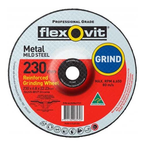 Flexovit Grinding Wheel Metal Depressed Zirconia 230 x 6.8 x 22.23 mm - Pack of 51