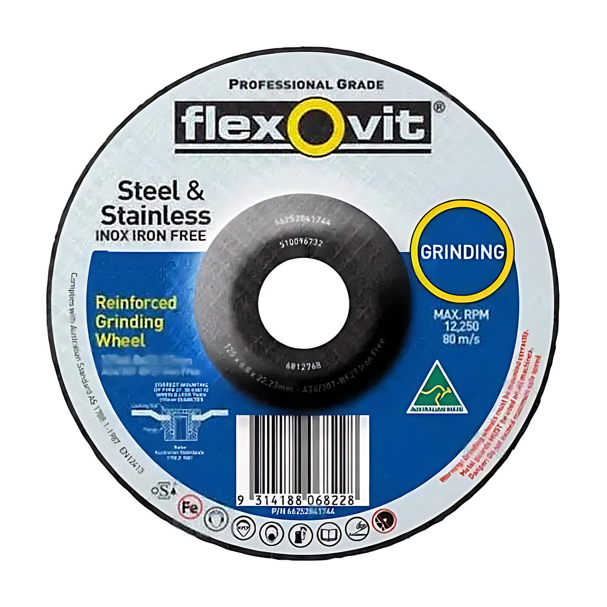 Flexovit Iron Free Grinding Wheel A30S 100mm - Pack of 8