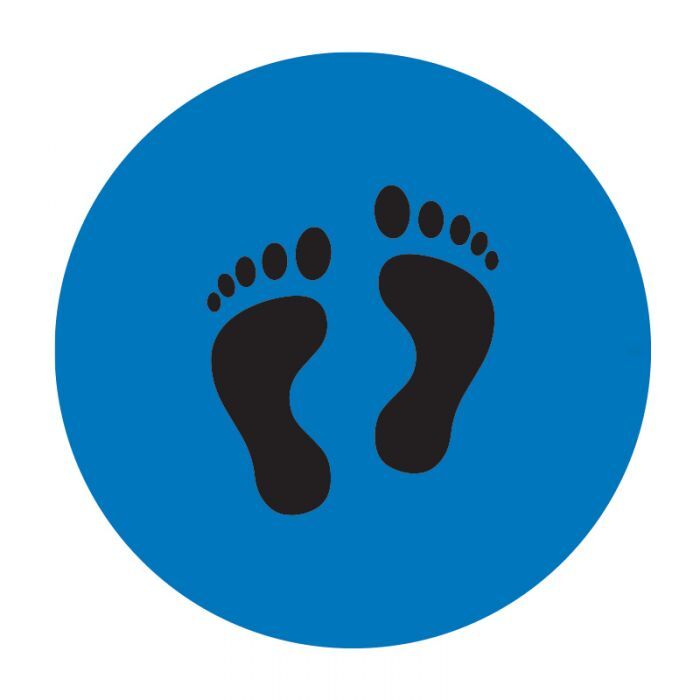 Floor Marking Sign - Footprints, Black/Blue 300mm Self Adhesive Vinyl