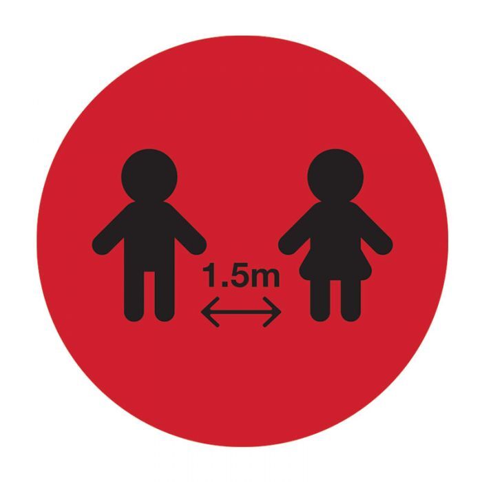 Floor Marking Sign - Social Distancing  Black/Red 300mm Self Adhesive Vinyl