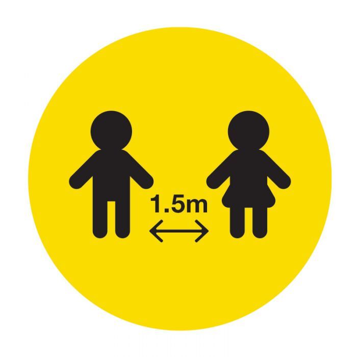 Floor Marking Sign - Social Distancing  Black/Yellow 300mm Self Adhesive Vinyl