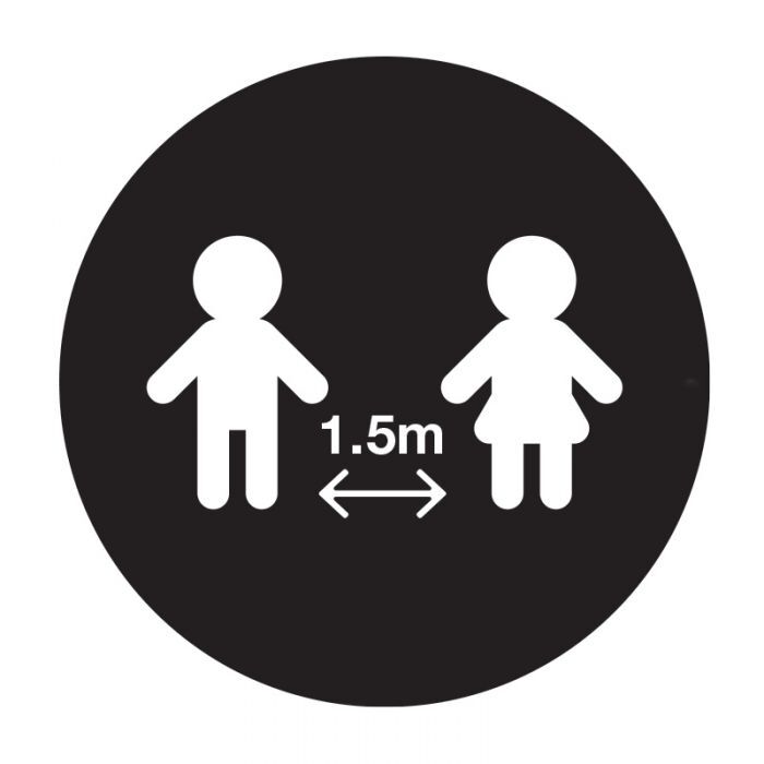Floor Marking Sign - Social Distancing  White/Black 300mm Self Adhesive Vinyl