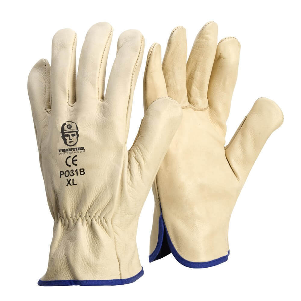 Frontier Cowhide Rigger Work Glove Beige - AIMS Industrial Supplies