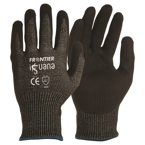 Frontier Iguana Cut 5 nitrile cut resistant glove, black, pack of 12