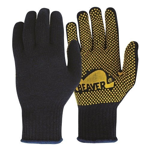 Frontier Knitted Polycotton Polka Dot Glove Blue/Grey - AIMS Industrial Supplies