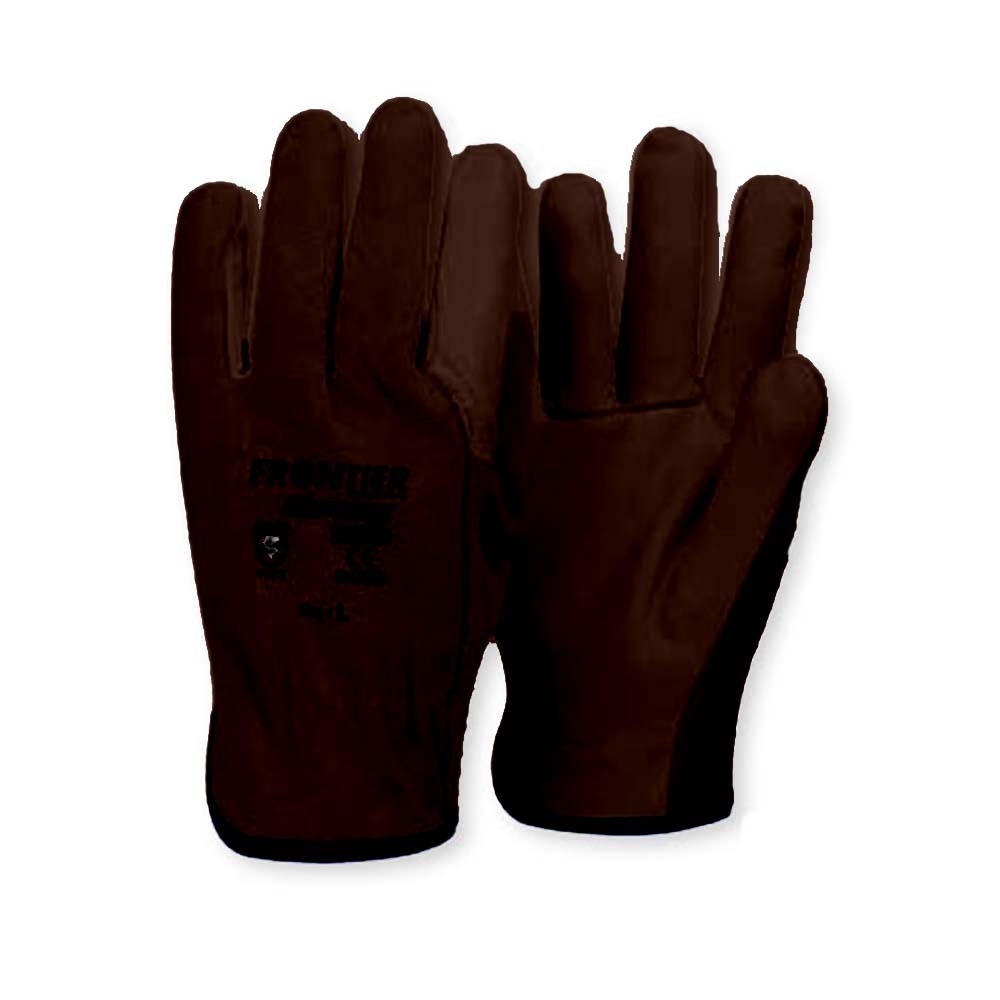 Frontier Leather Suede Swaggy Gloves Brown, Med - Pack of 12