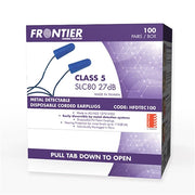 Frontier Metal Detectable Disposable Corded Ear Plugs - 100 Pairs/Box - AIMS Industrial Supplies