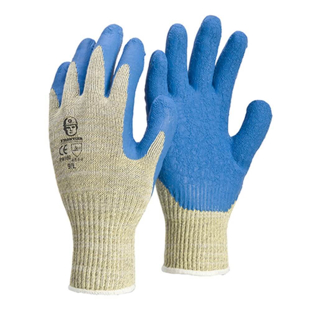 Frontier Safeguard Cut 5 Aramid Gloves, Blue/Beige, Large - Pack of 12 - AIMS Industrial Supplies
