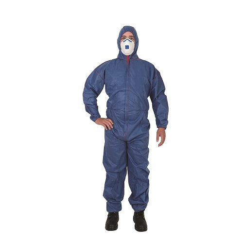 Frontier SMS Type 5 and 6 Disposable Coveralls Blue, Med -Pack of 50