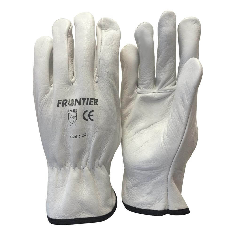 Frontier Standard Cowgrain Rigger Glove White - AIMS Industrial Supplies