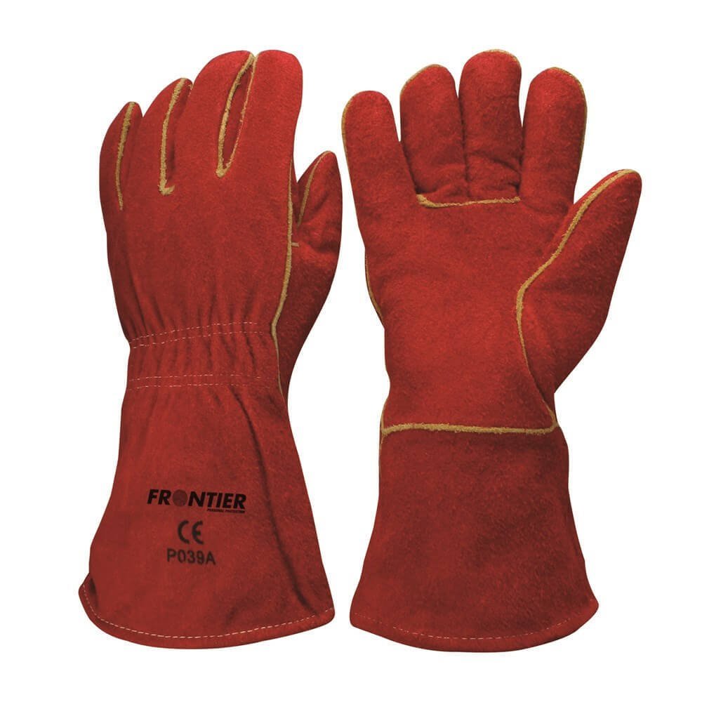 Frontier Ultimate Welder Aramid Gauntlet Gloves, Red - Pack of 12 - AIMS Industrial Supplies